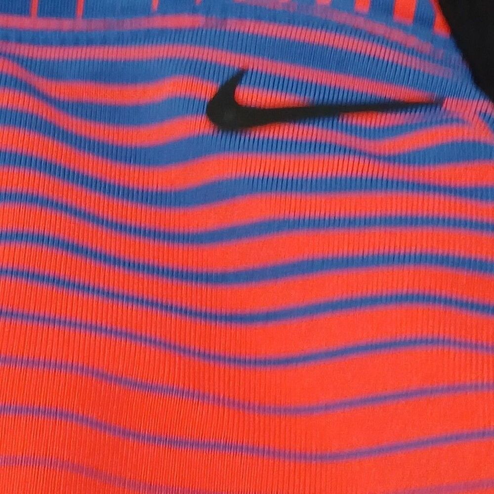 Nike Racerback Tankini Swimsuit TOP ONLY Vibrant Orange/Blue Stripped Sz-Small - Picture 7 of 16